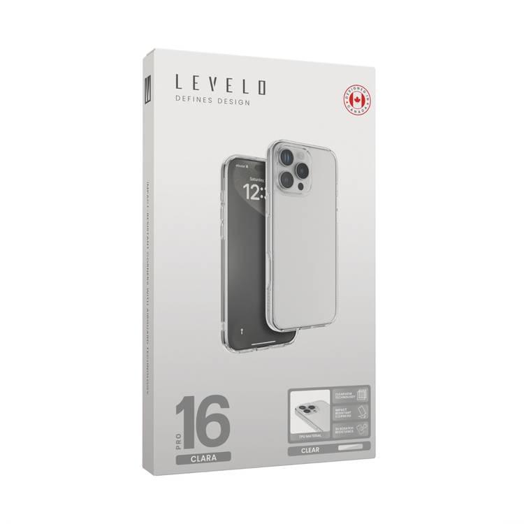 Levelo Clara Case for iPhone 16 Pro with Clearview Technology, 3H Scratch Resistance - Clear