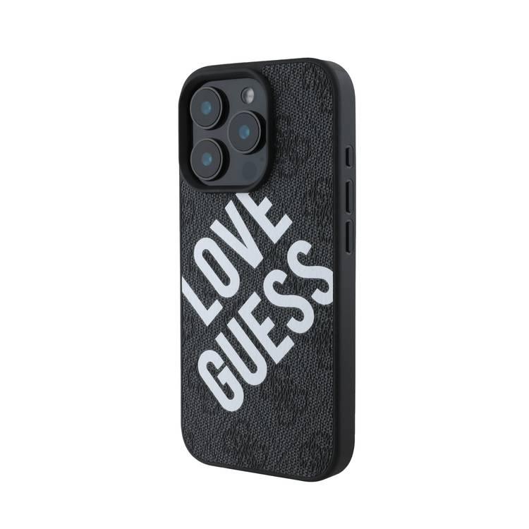 Guess PU 4G Hard Case With Big Love Guess Logo For iPhone 16 Pro - Black