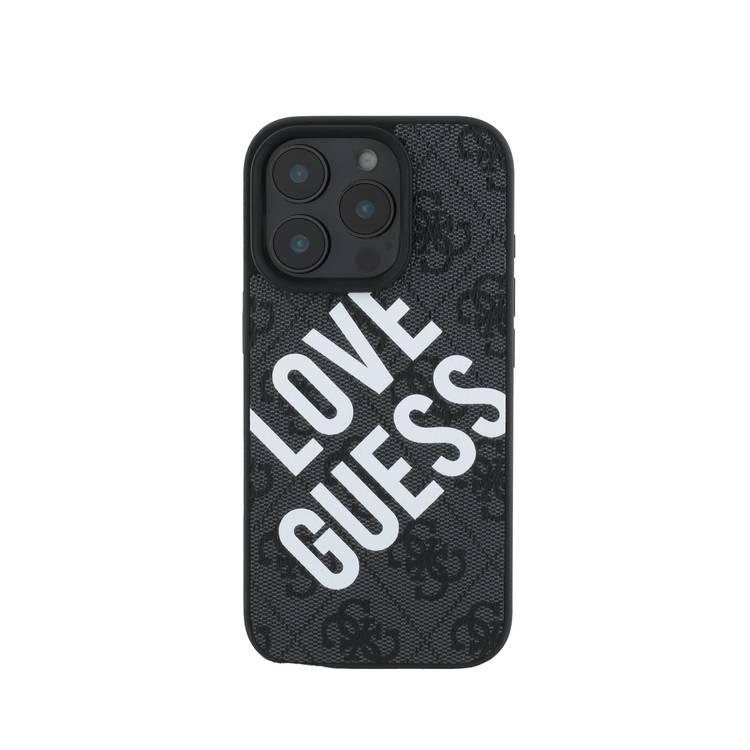 Guess PU 4G Hard Case With Big Love Guess Logo For iPhone 16 Pro - Black