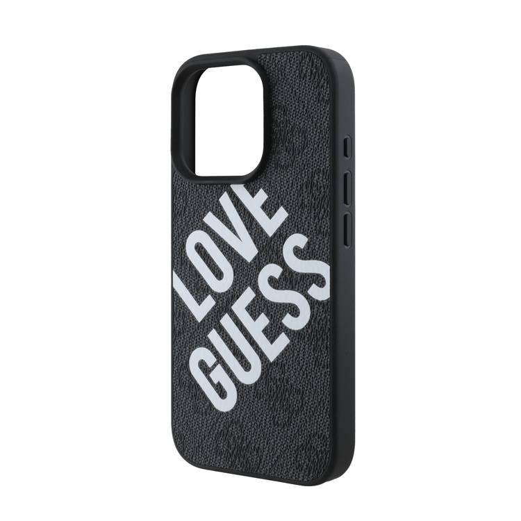 Guess PU 4G Hard Case With Big Love Guess Logo For iPhone 16 Pro - Black