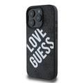 جراب Guess PU 4G الصلب مع شعار Big Love Guess لهاتف iPhone 16 Pro، مصنوع من مادة عالية الجودة، خفيف الوزن، سهل التركيب - أسود