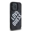 جراب Guess PU 4G الصلب مع شعار Big Love Guess لهاتف iPhone 16 Pro، مصنوع من مادة عالية الجودة، خفيف الوزن، سهل التركيب - أسود