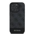 جراب Guess PU 4G الجلدي الصلب مع شريط سفلي لهاتف iPhone 16 Pro، مادة ممتازة، حماية إضافية، فتحات دقيقة، حماية من السقوط، تصميم نحيف، سهل التركيب - رمادي 