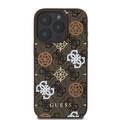 Guess PU 4G Design Hard Case With Peony For iPhone 16 Pro Max , Easy Snap-On, Slip Profile - Brown