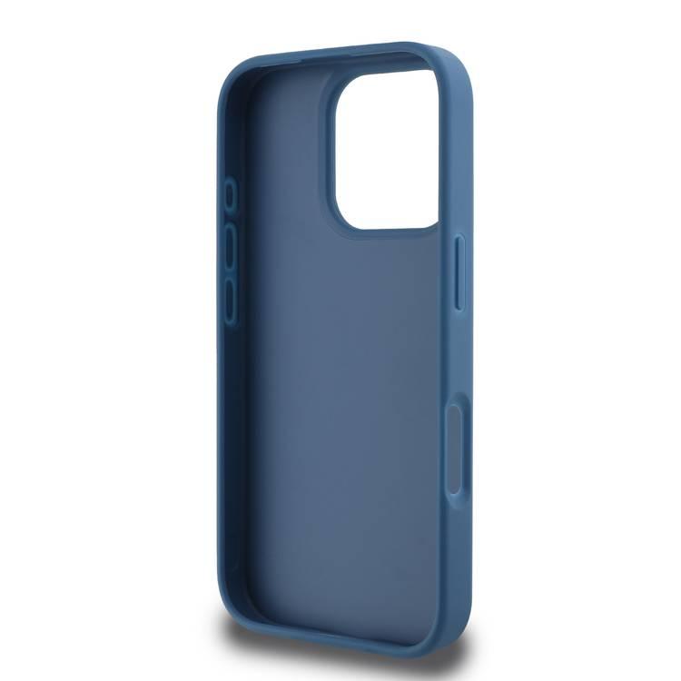 Guess PU 4G Leather Hard Case with Bottom Stripe For iPhone 16 Pro, Premium Material, Extra Shield Protection, Precise Cutouts, Drop Protection, Slim Profile, Easy Snap-On - Blue 