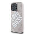 Guess PU 4G Hard Case with Big Love Guess Logo For iPhone 16 Pro, High Quality Material, Lightweight, Easy Snap-on - Pink