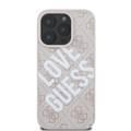 Guess PU 4G Hard Case with Big Love Guess Logo For iPhone 16 Pro, High Quality Material, Lightweight, Easy Snap-on - Pink