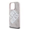 Guess PU 4G Hard Case with Big Love Guess Logo For iPhone 16 Pro, High Quality Material, Lightweight, Easy Snap-on - Pink