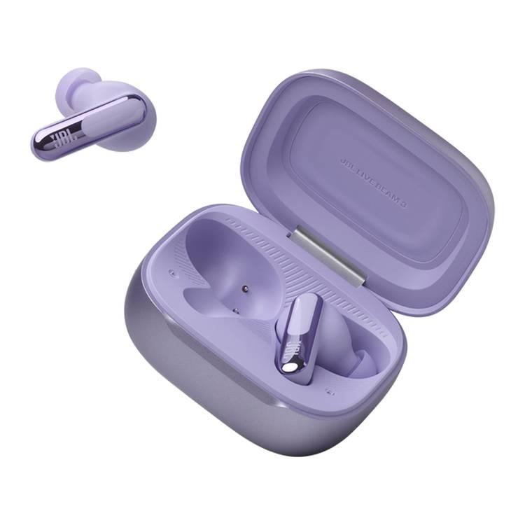 JBL Live Beam 3 True Wireless In-Ear Earbuds with Display & Mic, 48h Working Time, Type-C & Wireless Charging, ENC, ANC, BT 5.3 Earbud, BT 5.2 Charging Case - Purple