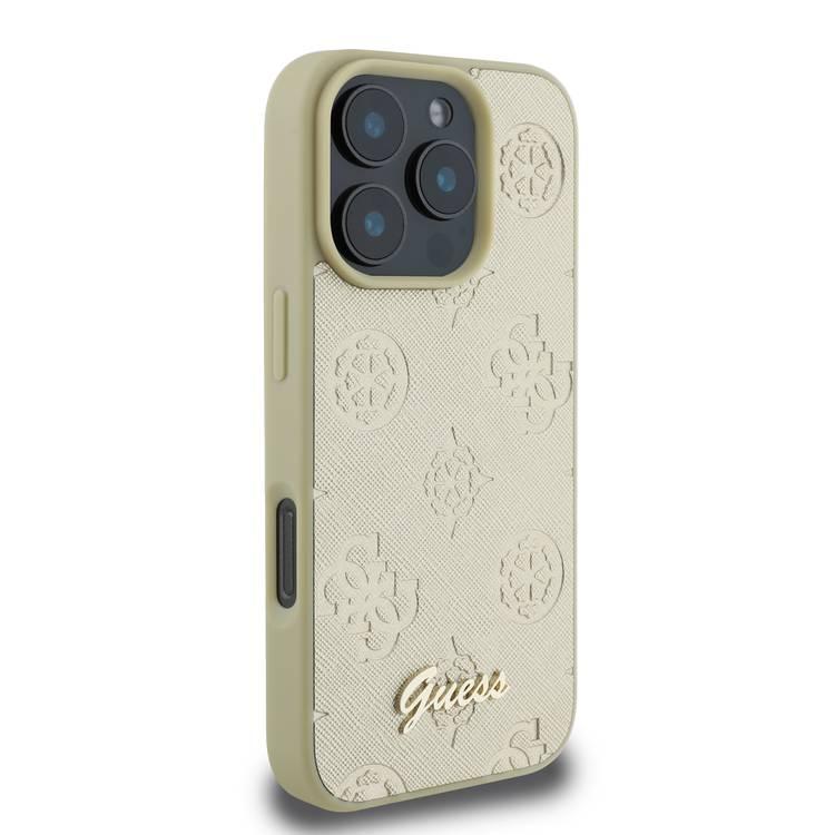 Guess Peony Hard Case for iPhone 16 Pro with Slim & Lightweight Design, Super Durable Materials, Comfortable Grip, Drop Protection - Gold 