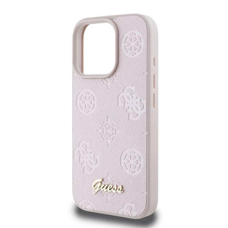 جراب Guess Peony الصلب لهاتف iPhone 16 Pro بتصميم نحيف وخفيف الوزن، ومواد متينة للغاية، وقبضة مريحة، وحماية من السقوط - وردي