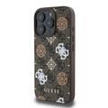 Guess PU 4G Design Hard Case With Peony For iPhone 16 Pro, slim profile, Drop protection - Brown