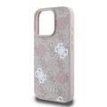 Guess PU 4G Design Hard Case With Peony For iPhone 16 Pro, slim profile, Drop protection - Pink 