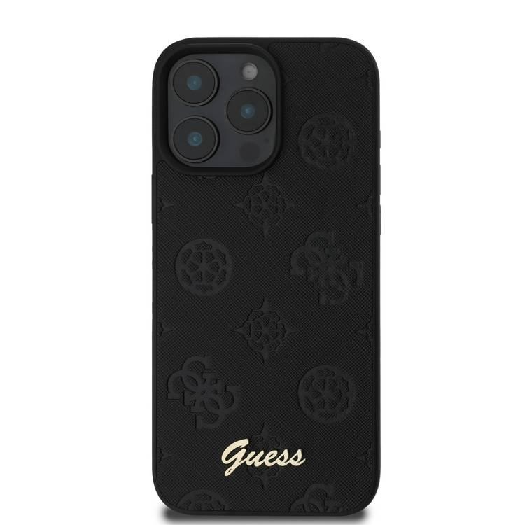 جراب Guess Peony الصلب لهاتف iPhone 16 Pro بتصميم نحيف وخفيف الوزن، ومواد متينة للغاية، وقبضة مريحة، وحماية من السقوط - أسود