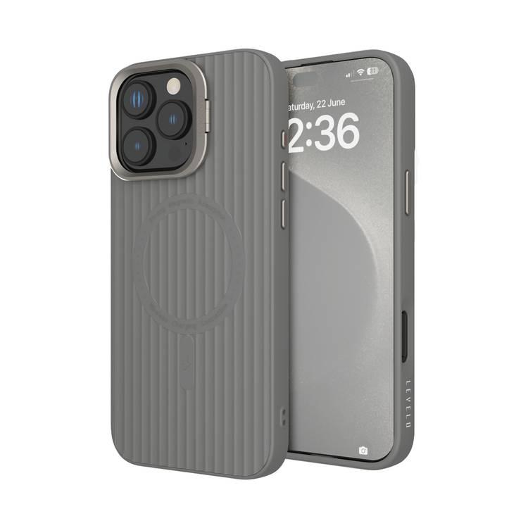 Levelo Livia TPU Silicone Case for iPhone 16 Pro, Compatible with MagSafe - Gray