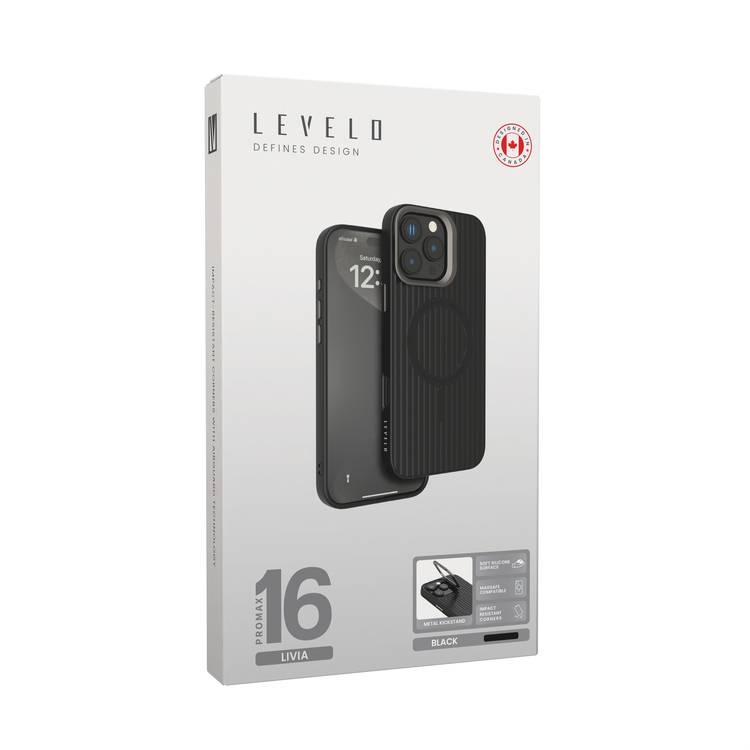 Levelo Livia TPU Silicone Case for iPhone 16 Pro Max, Compatible with MagSafe - Black