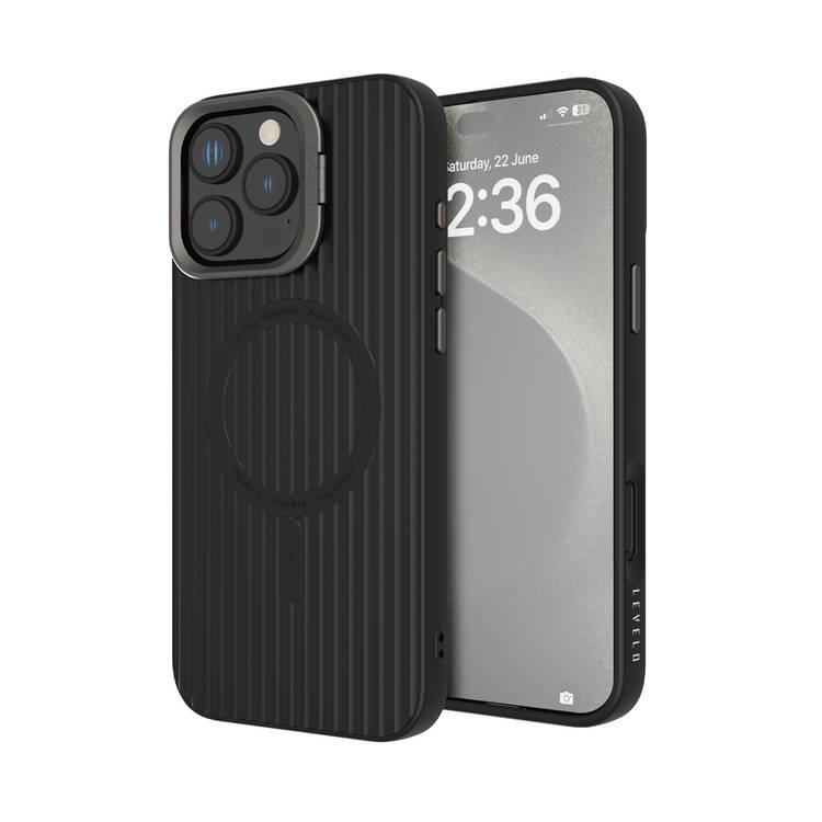 Levelo Livia TPU Silicone Case for iPhone 16 Pro Max, Compatible with MagSafe - Black