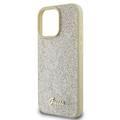 Guess Fixed Glitter Hard Case with Script Metal Logo for iPhone 16 Pro Max, Slim Profile, Drop Protection, Easy Snap-On, High-Quality Material, Extra Shield Protection - Gold