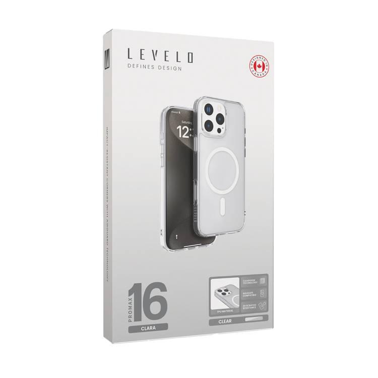 Levelo MagSafe Clara Clear Case for iPhone 16 Pro Max with Clearview Technology & 3H Scratch Resistance - Clear