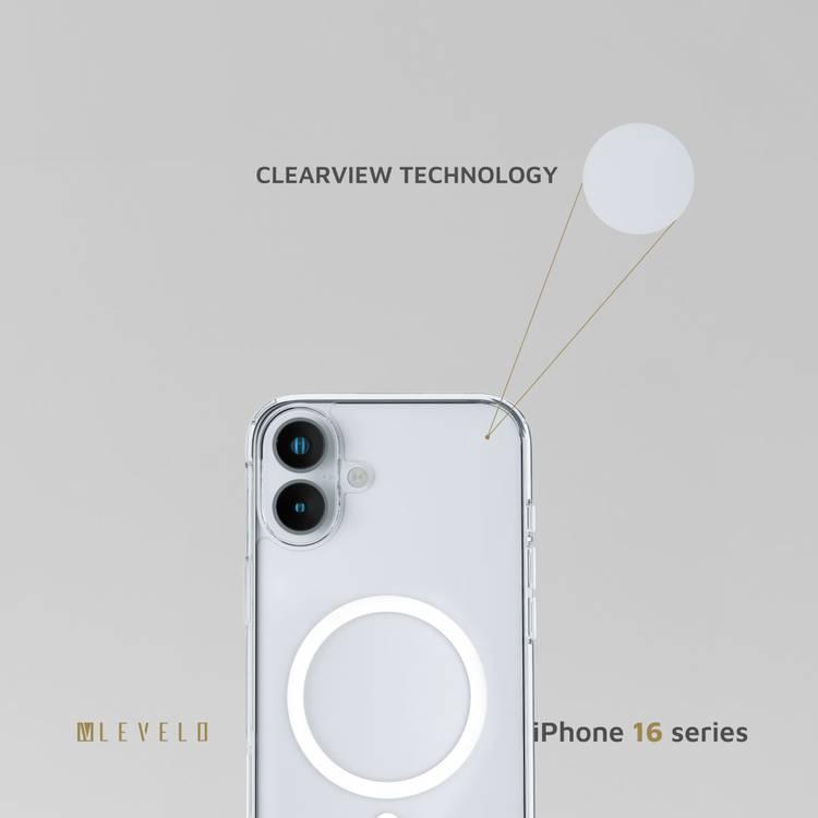 Levelo MagSafe Clara Clear Case for iPhone 16 with Clearview Technology & 3H Scratch Resistance - Clear