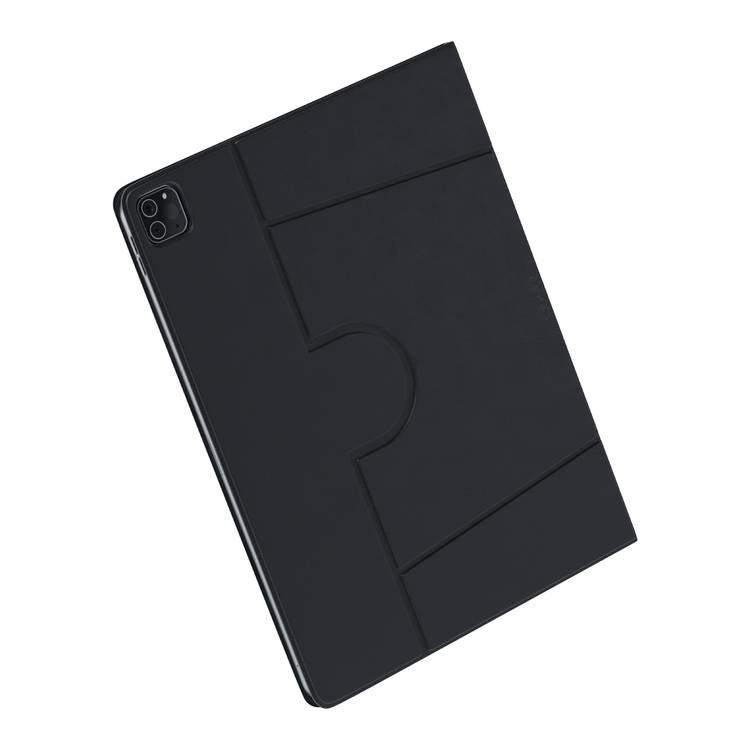 حافظة Levelo Elegante Folio لجهاز iPad Pro 13" 2024، قابلة للدوران 360 درجة، متعددة الطيات، مصنوعة من جلد البولي يوريثان المقاوم للبقع - أسود