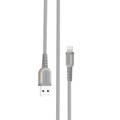 Porodo Metal Braided Lightning Cable 2.4m, Fast Charge, Data Sync, Stable Data Transmission - Gray