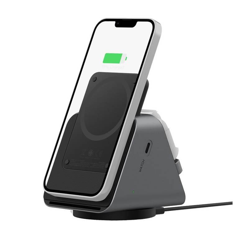 Levelo TERRA Rotating 3 in 1 Wireless Charging Stand with Detachable 5000mAh Power Bank, Heat Dissipation System, Strong Magnetic Force, Rotating Dock, 2 Hours Charging Time - Black