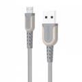 Porodo Metal Braided Micro USB Cable 1.2m, Fast Charge, 15000+ bends life span, Stable Data Transmission, Premium design - Gray