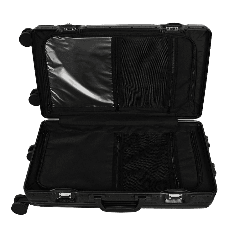 Levelo Oro 24" ABS Suitcase and Light Weight Travel Luggage, 360° Wheels Rotation, ABS+PC & Polyester Fabric, 100KG Weight Bearing, Integrated Silent Wheels  - Black