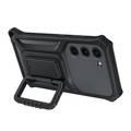 حافظة Samsung Rugged Gadget لهاتف Galaxy S23 مع حامل قابل للطي وفتحة بطاقة وسطح غير قابل للانزلاق ومواد فائقة المتانة - أسود