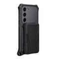 Samsung Rugged Gadget Case for Galaxy S23 with Fold-out Stand, Card Slot, Non-Slip Surface, Super Durable Materials - Black