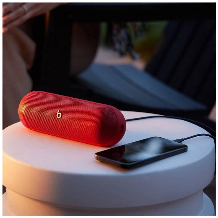 مكبر صوت لاسلكي Beats Pill Seriously Loud Series 2024، عمر بطارية 24 ساعة، بلوتوث 5.3، iOS وAndroid، مقاوم للغبار والماء، إقران بلمسة واحدة، وضع الاستريو ووضع التضخيم - أحمر