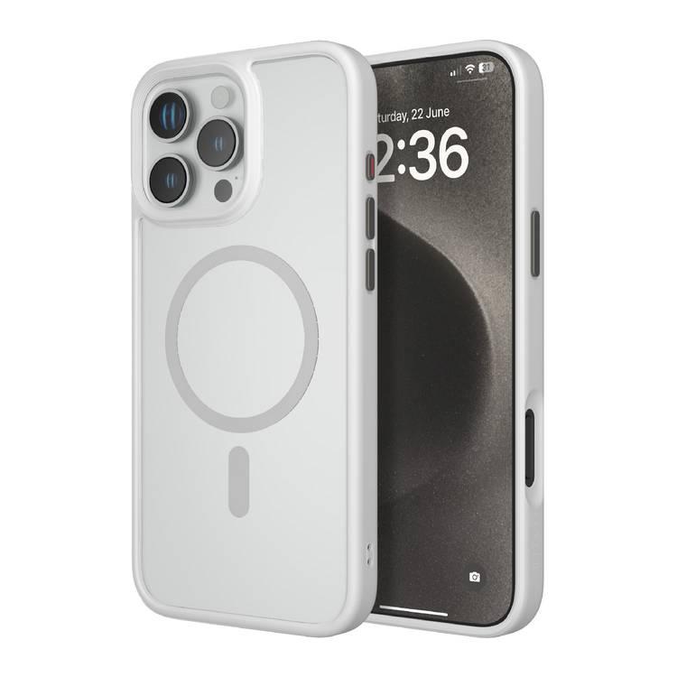 Levelo MagSafe Solo Case for iPhone 16 Pro Max, Clearview Technology, 3H Scratch Resistance, Hybrid Construction - White