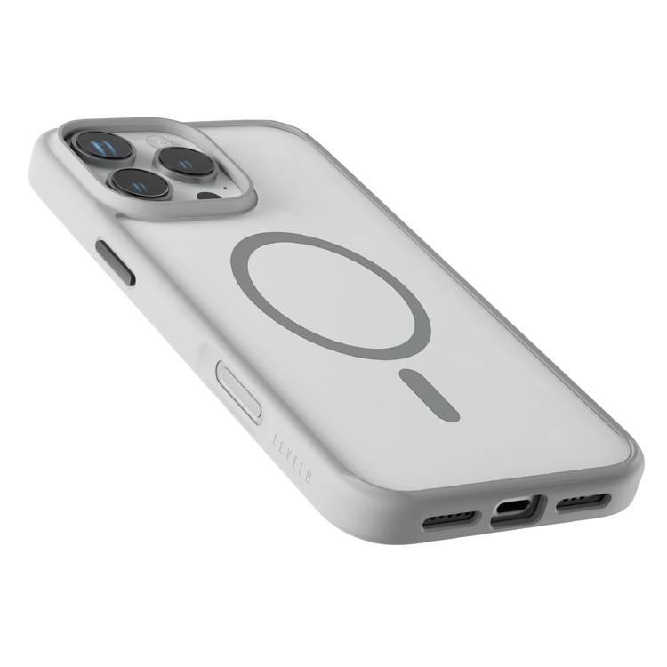 Levelo MagSafe Solo Case for iPhone 16 Pro, Clearview Technology, 3H Scratch Resistance, Hybrid Construction - Gray 