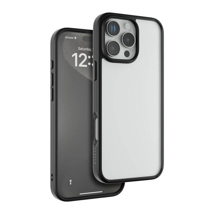 Levelo Solo Case for iPhone 16 Pro Max with Clearview Technology, Matte TPU Bumper, Comfortable Grip, Impact-Resistant Corners, 3H Scratch Resistance - Black