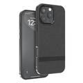 Levelo Pelle Leather Case for iPhone 16 Pro with Aluminum Bumper, Impact Resistant Corners, MagSafe compatibility, Lightweight & Slim Profile - Black