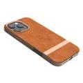 Levelo Pelle Leather Case for iPhone 16 Pro with Aluminum Bumper, Impact Resistant Corners, MagSafe compatibility, Lightweight & Slim Profile - Brown