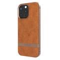 Levelo Pelle Leather Case for iPhone 16 Pro with Aluminum Bumper, Impact Resistant Corners, MagSafe compatibility, Lightweight & Slim Profile - Brown