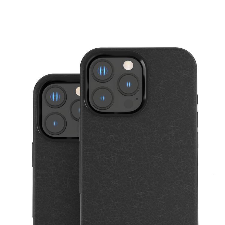 Levelo Pelle Leather Case for iPhone 16 Pro Max with Aluminum Bumper, Impact Resistant Corners, MagSafe compatibility, Lightweight & Slim Profile - Black