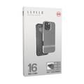 Levelo Pelle Leather Case for iPhone 16 Pro with Aluminum Bumper, Impact Resistant Corners, MagSafe compatibility, Lightweight & Slim Profile - Gray