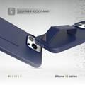 Levelo Morphix Silicone Case with Leather Grip for iPhone 16 Pro, Metal Camera Ring, Multi-Functional Kickstand, Impact-Resistant Corners, Super Durable Materials - Deep Blue