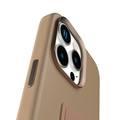 Levelo Morphix Silicone Case with Leather Grip for iPhone 16 Pro, Metal Camera Ring, Multi-Functional Kickstand, Impact-Resistant Corners, Super Durable Materials - Rose Gold Titanium