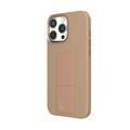 Levelo Morphix Silicone Case with Leather Grip for iPhone 16 Pro, Metal Camera Ring, Multi-Functional Kickstand, Impact-Resistant Corners, Super Durable Materials - Rose Gold Titanium