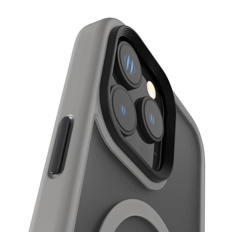 Levelo Matteo Case with Bottom Stand Grip for iPhone 16 Pro Max, Impact Resistant Corners, Anti-Fingerprint Coating, Comfortable Grip & Tidy Look, Smooth Texture, Durable Material - Gray