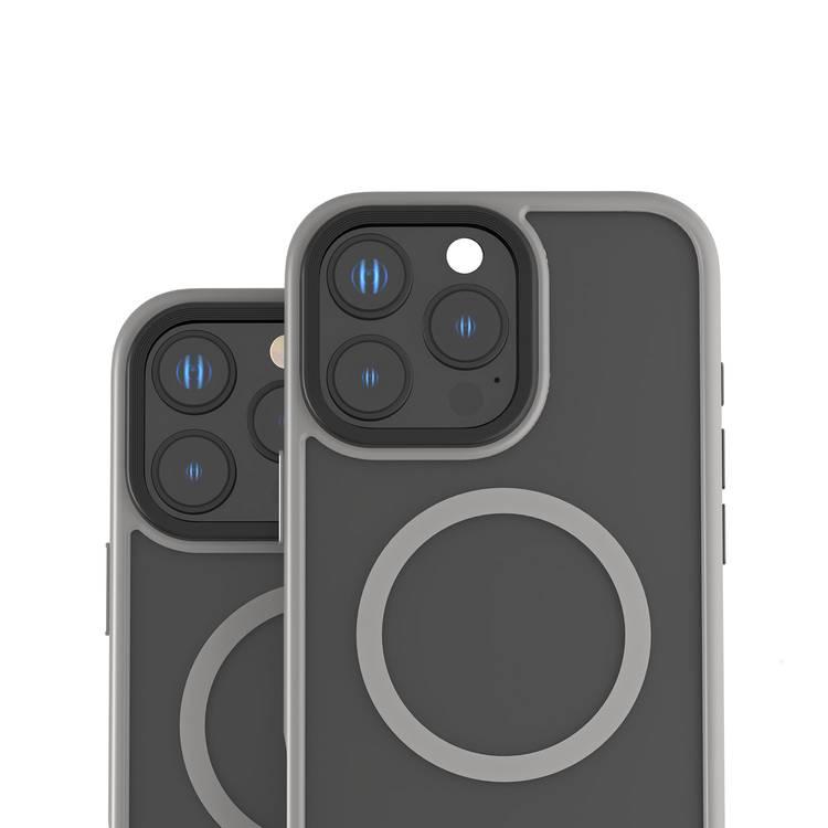 Levelo Matteo Case with Bottom Stand Grip for iPhone 16 Pro, Impact Resistant Corners, Anti-Fingerprint Coating, Comfortable Grip & Tidy Look, Smooth Texture, Durable Material - Gray