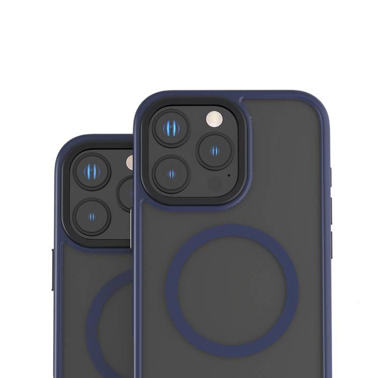 Levelo Matteo Case with Bottom Stand Grip for iPhone 16 Pro, Impact Resistant Corners, Anti-Fingerprint Coating, Comfortable Grip & Tidy Look, Smooth Texture, Durable Material - Blue