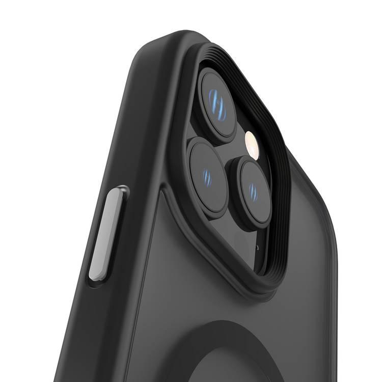 Levelo Matteo Case with Bottom Stand Grip for iPhone 16 Pro, Impact Resistant Corners, Anti-Fingerprint Coating, Comfortable Grip & Tidy Look, Smooth Texture, Durable Material - Black