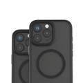 Levelo Matteo Case with Bottom Stand Grip for iPhone 16 Pro, Impact Resistant Corners, Anti-Fingerprint Coating, Comfortable Grip & Tidy Look, Smooth Texture, Durable Material - Black