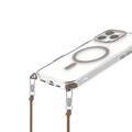 Levelo Celeste MagSafe Case with Crossbody Strap for iPhone 16 Pro, AirGuard Technology, Metal Hook, Durable Material - Rose Gold Titanium