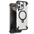 Levelo Metallo Aluminum Bumper Case for iPhone 16 Pro, MagSafe Compatible, Metal Kickstand, Impact Resistant Corners - Black 